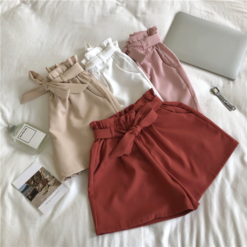 DIYI - Shorts met hoge taille en strikceintuur