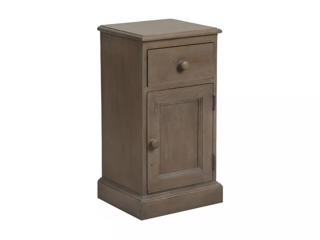 Table de chevet 1 porte charnière à droite 1 tiroir Bois Marron - Natural Interior's