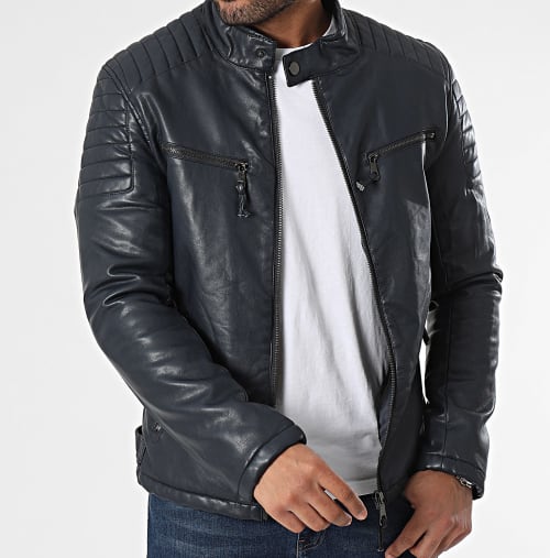 Veste Biker Bleu Marine