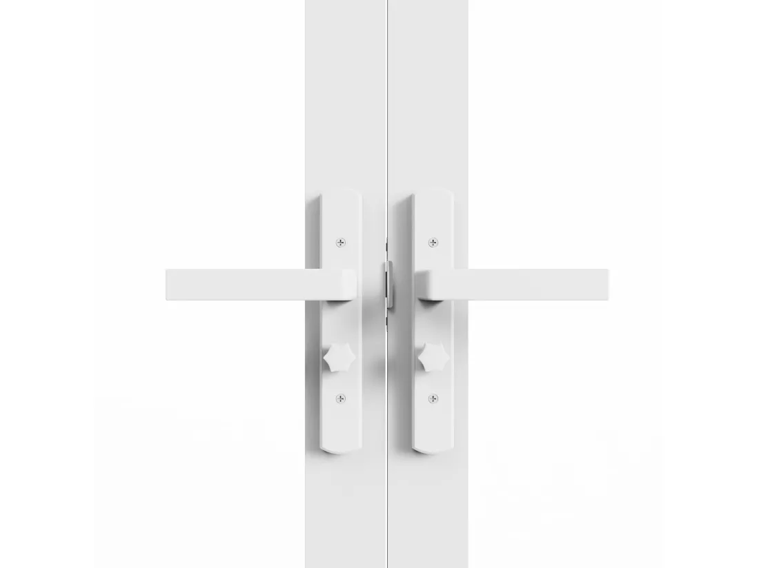 Bloc porte réversible à deux battants en aluminium et verre trempé - Blanc - 2 x H204 x L73 cm - SEROTO
