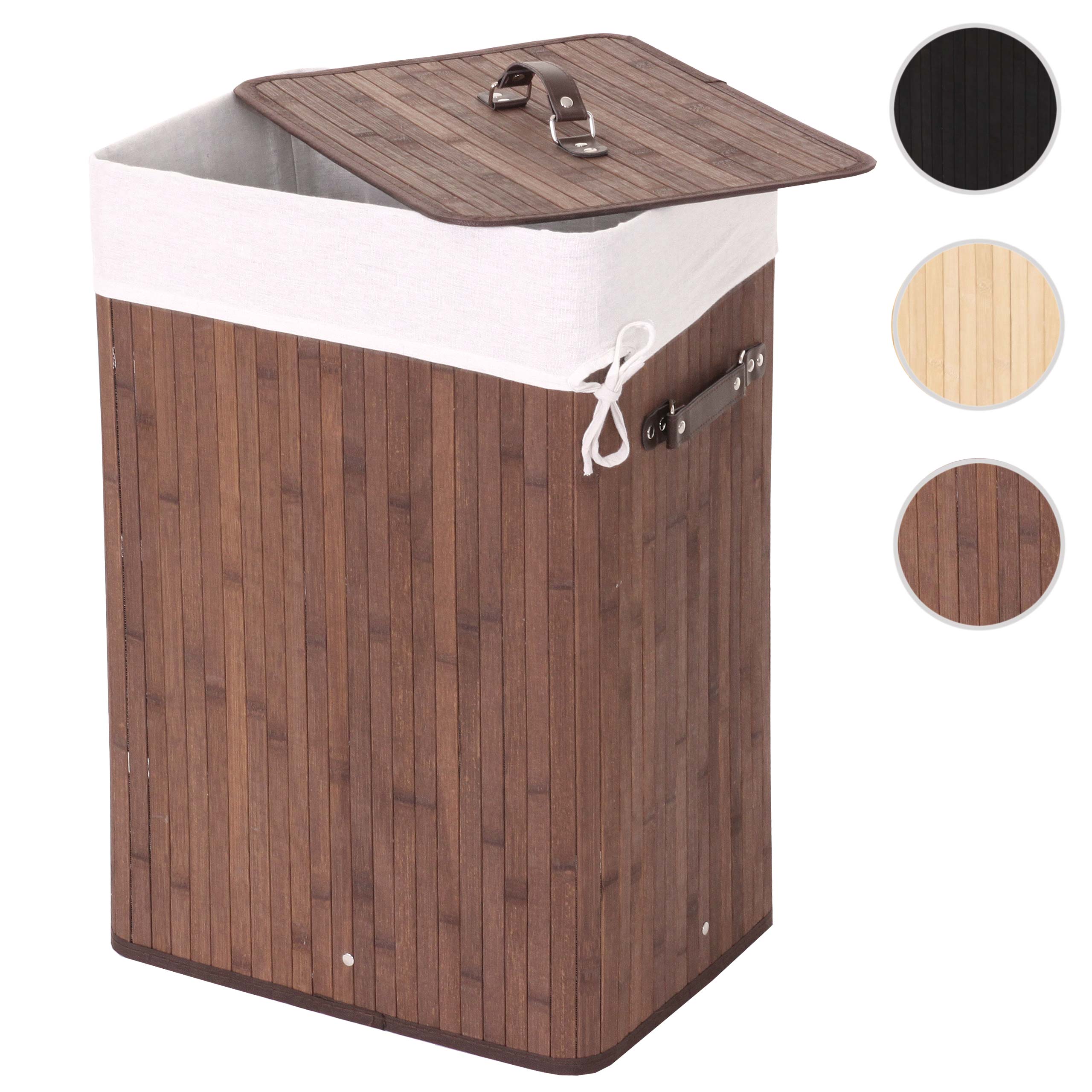 Wäschekorb MCW-C21, Laundry Wäschebox Wäschesammler Wäschebehälter Wäschetonne, 61x43x32cm 70l ~ braun