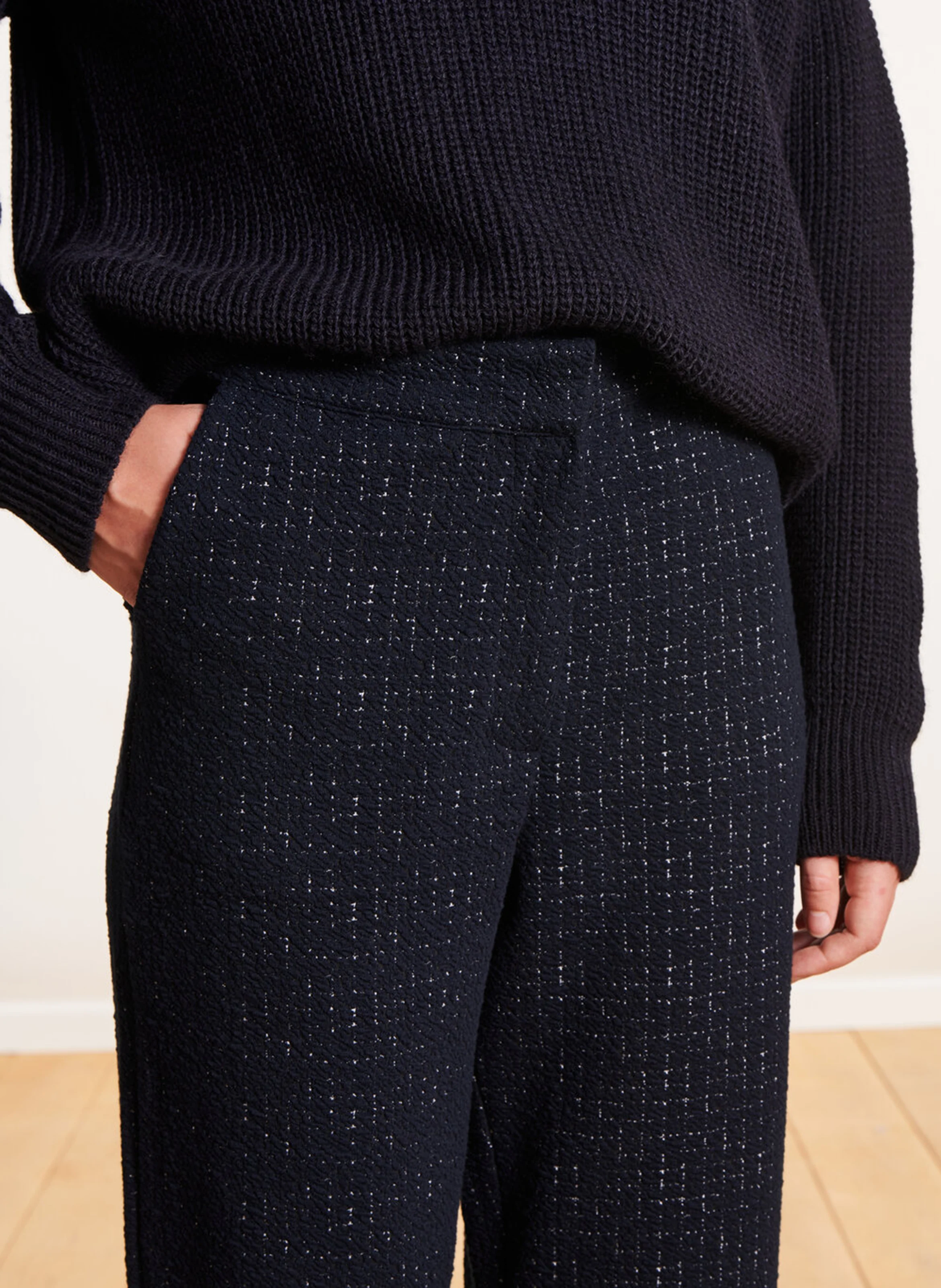 Pantalon droit en coton bio mélangé | Bleu