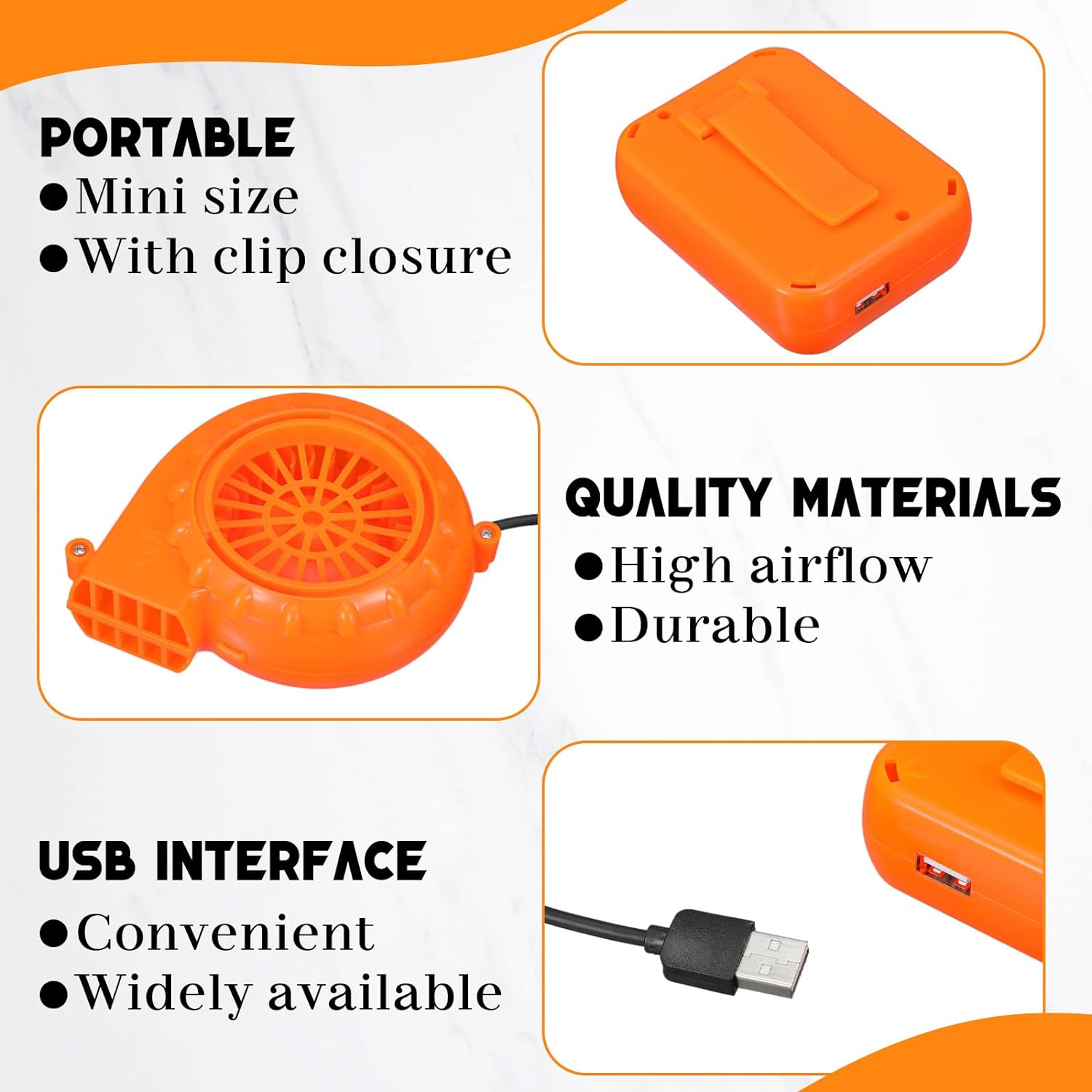 (6W) Mini USB Luft Kompressor Elektrisches Ersatz Gebläse für Aufblasbare Kostüme (Batteriebetrieben) - Orange