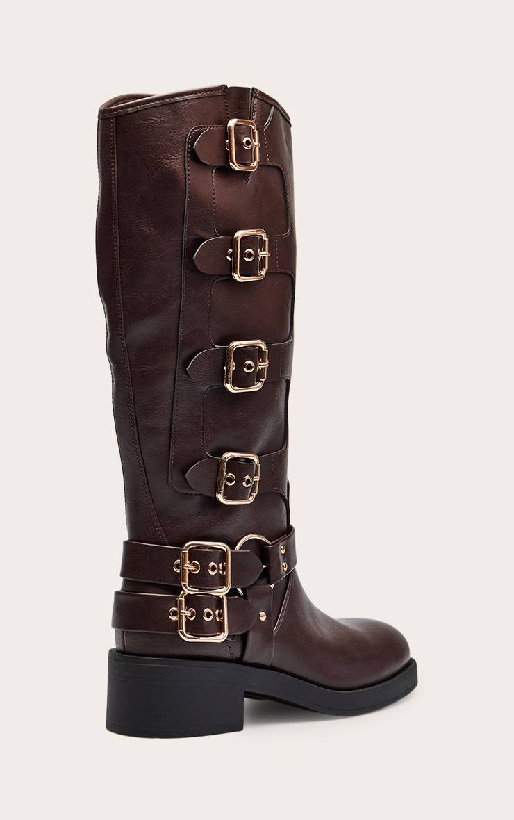 Chocolat Bottes Hautes En Synthétiquecuir Avec Détail Boucle
