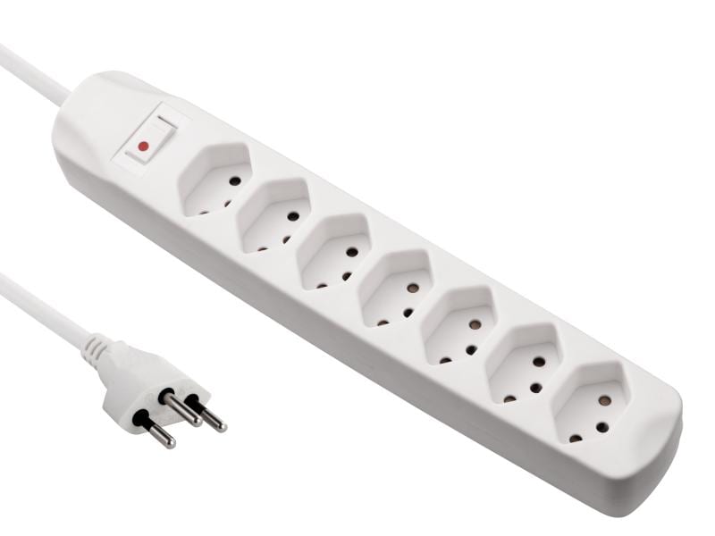 FURBER.power Steckdosenleiste 7x T13 mit Schalter, Weiss Steckdosenleiste, Weiss