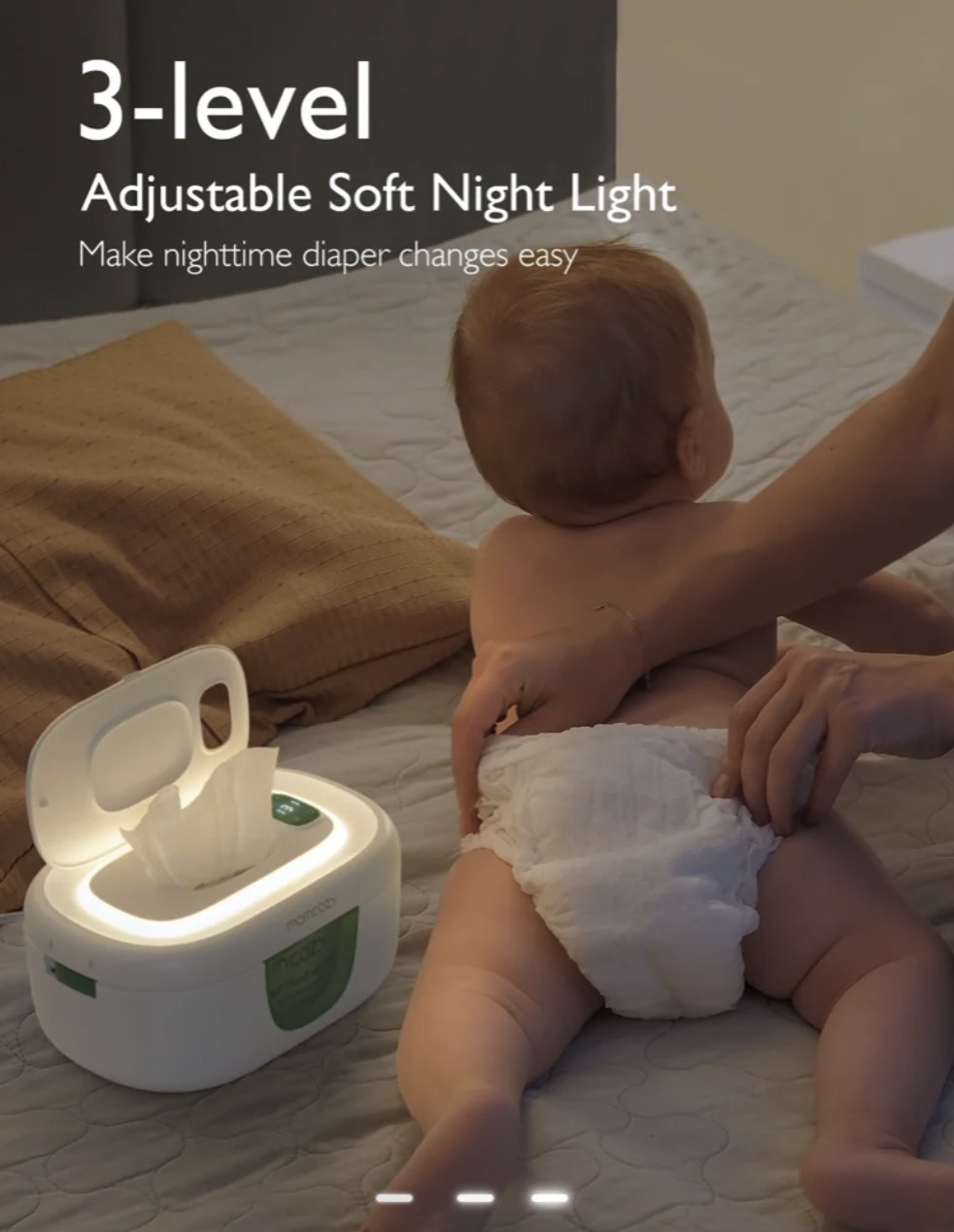 Baby Wipe Warmer Wickel Putz Tücher Feuchttücher Wärmer Inkl. Nachtlicht / Temperatur Stufen (WW004-WH12BA-A) - Weiss