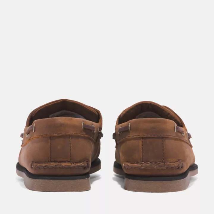 Chaussures bateau classique en cuir pour homme en marron moyen