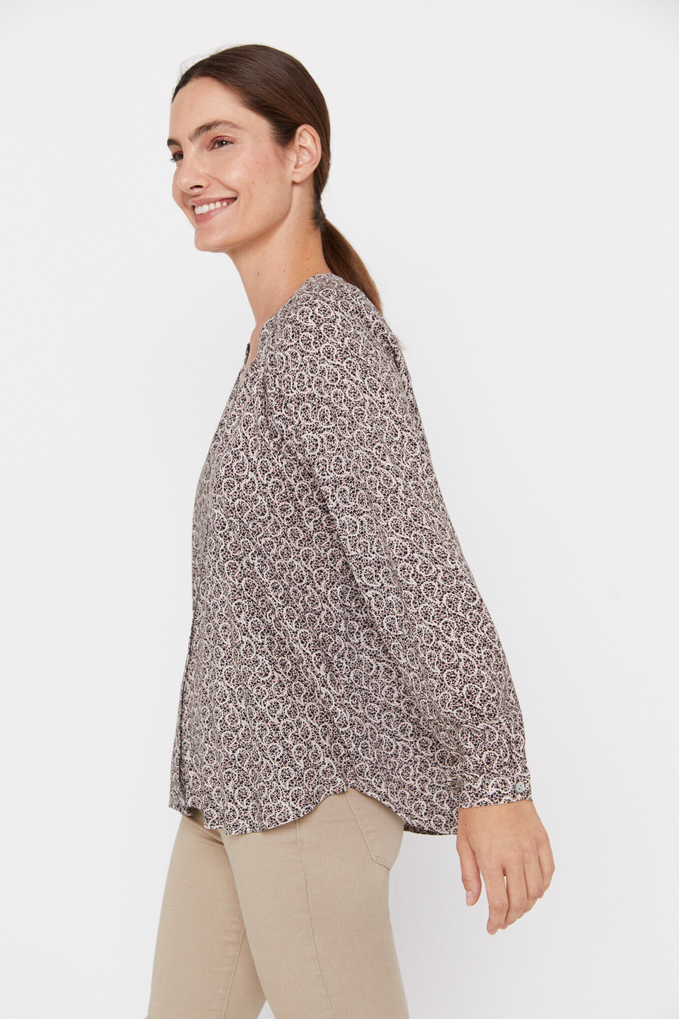 Camisa fluida - Estampa branca