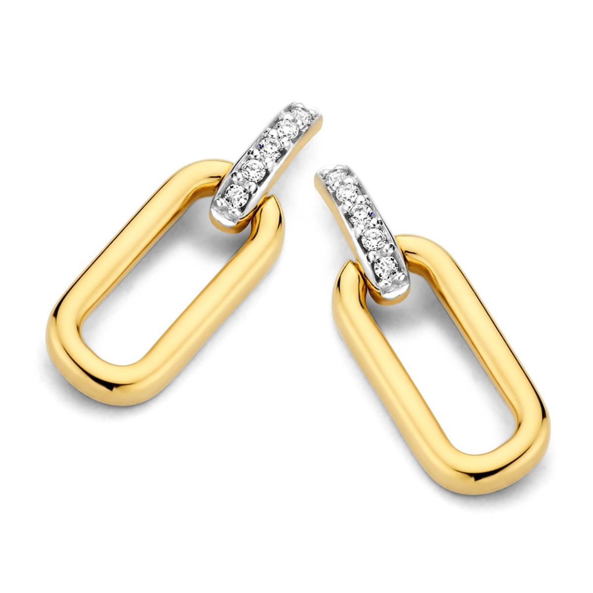 Boucles d'oreilles Brillaxis or diamants motif ovale