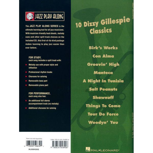 Hal Leonard Jazz Along Dizzy Gillespie