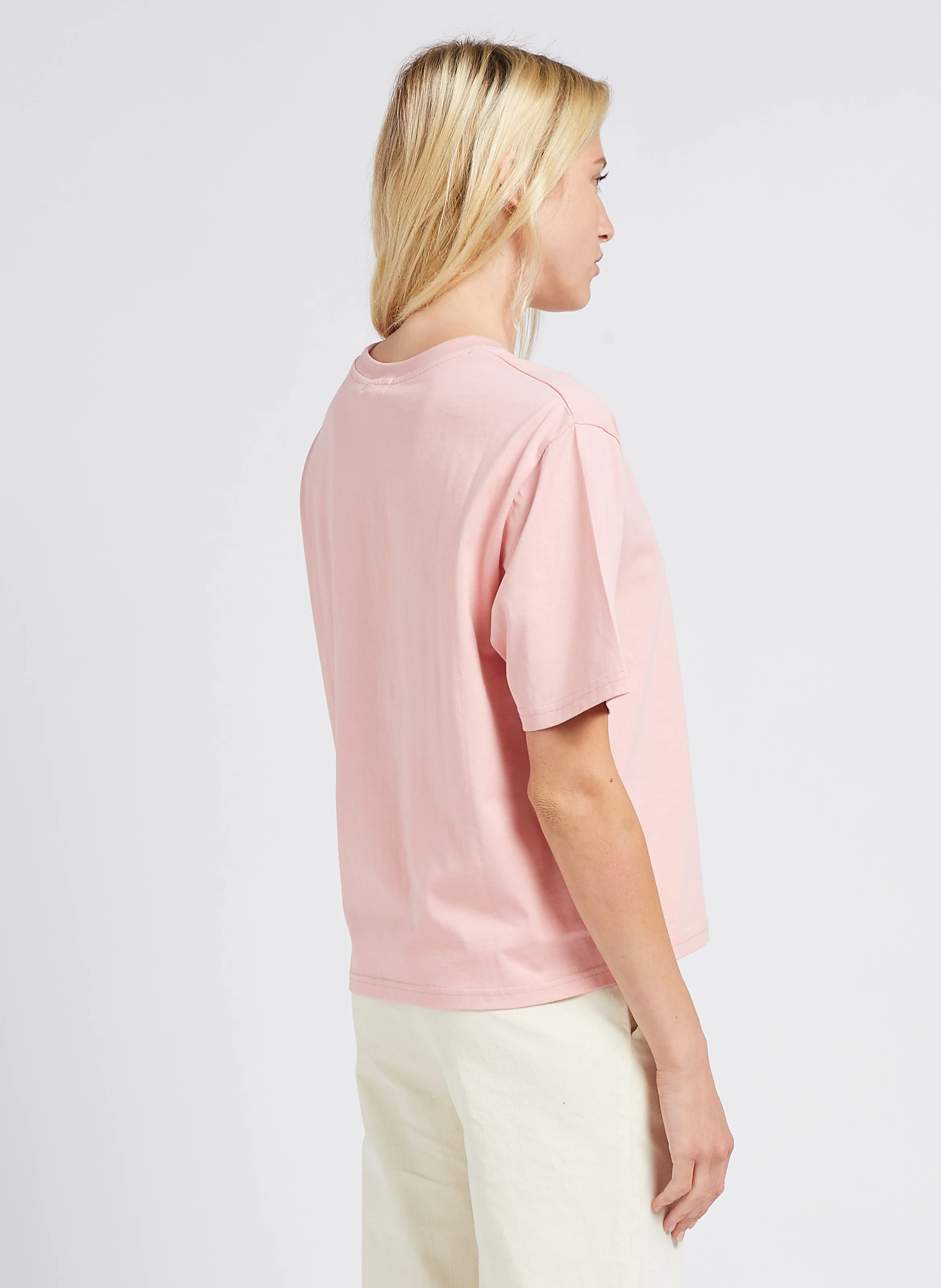 OTIS - Tee-shirt col rond brodé en coton | Rose
