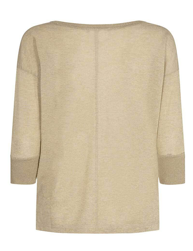 MOS MOSH TOP FEMME KIARA MANCHES MAILLE LUREX 3/4 DORÉ