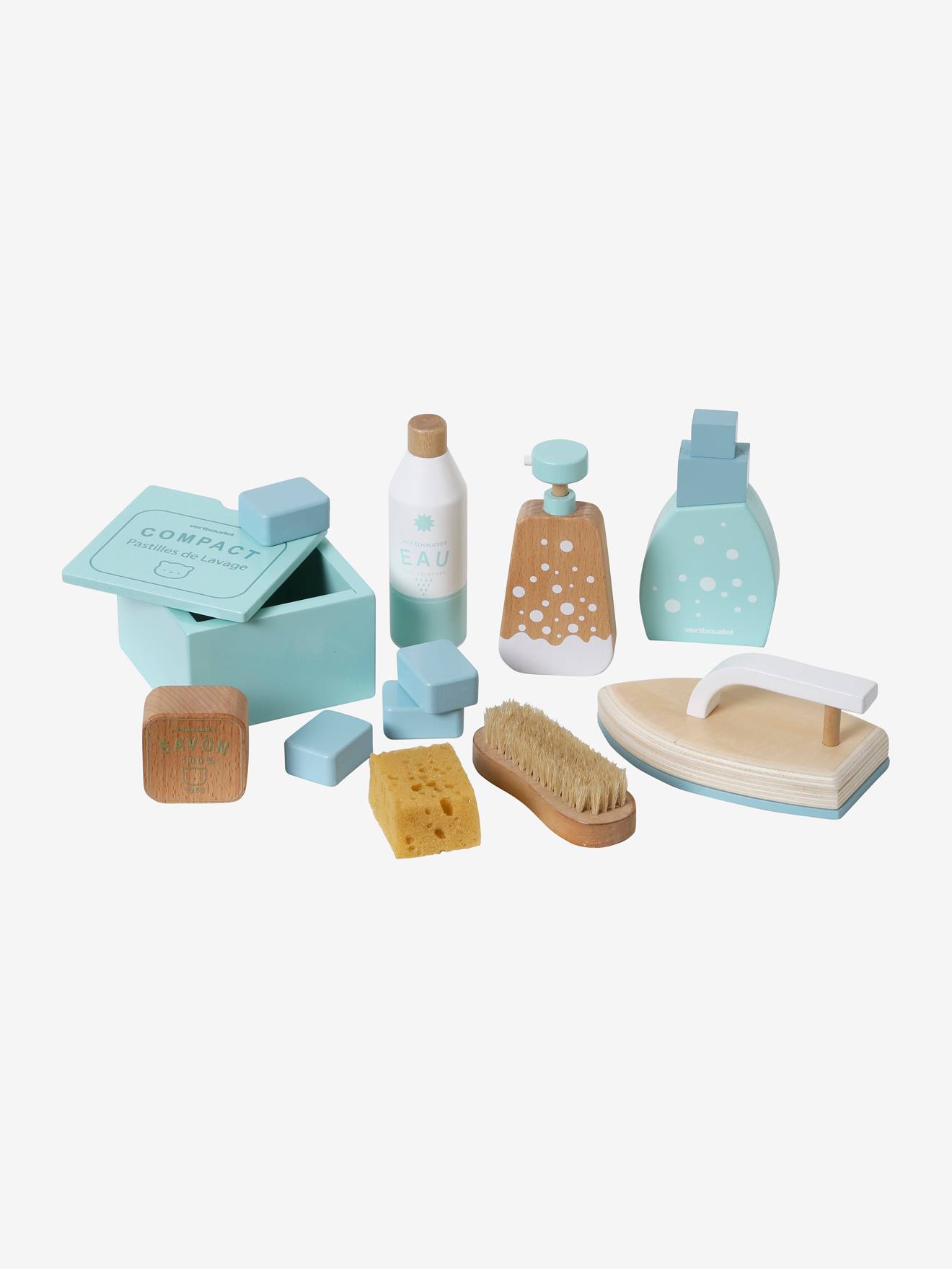 Kit para lavagem de madeira com certificação FSC®, branco claro, liso com motivos.