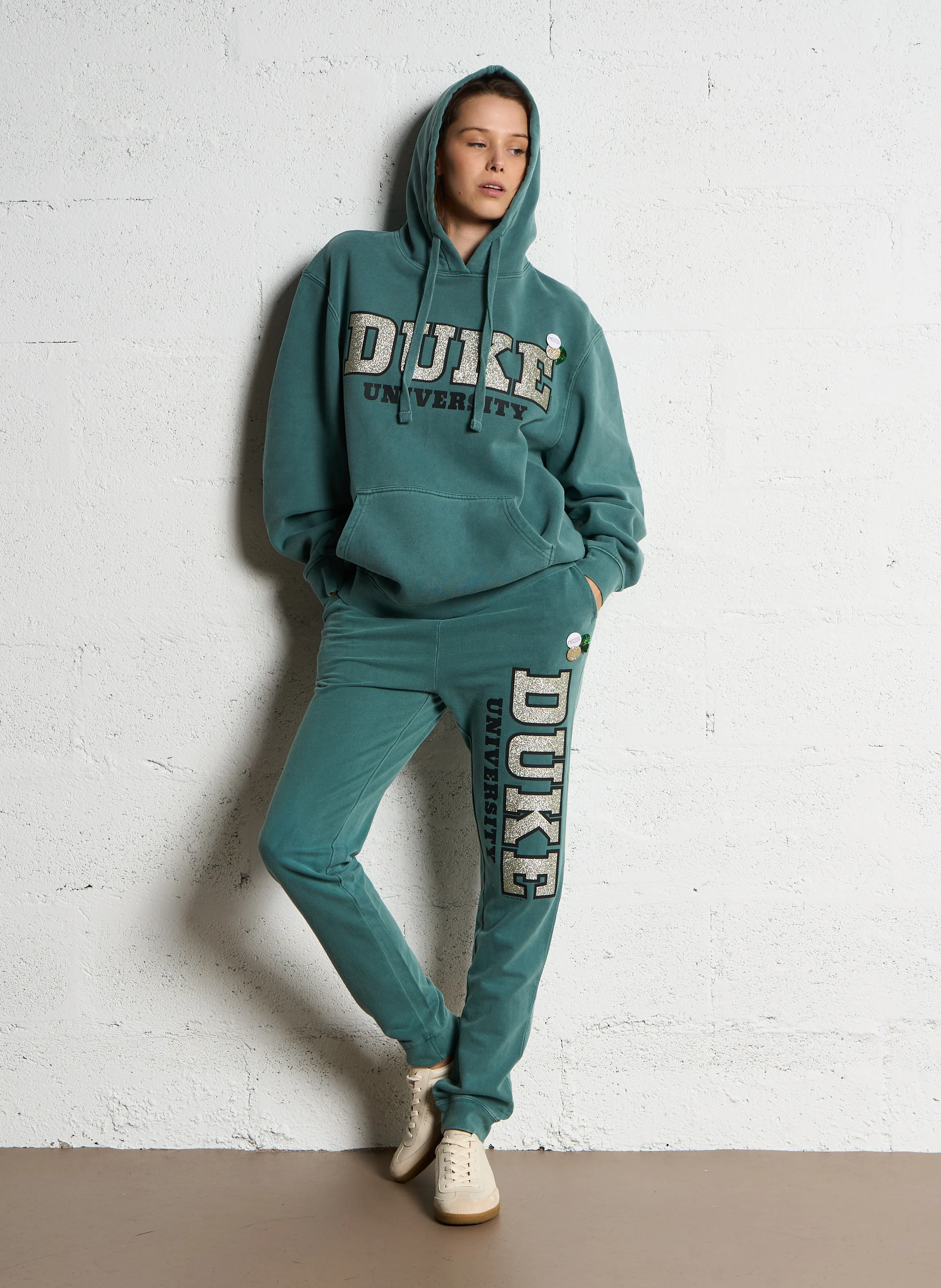 JAGGER UNIVERSITY - Sweat ample à capuche sérigraphié en coton mélangé | Vert