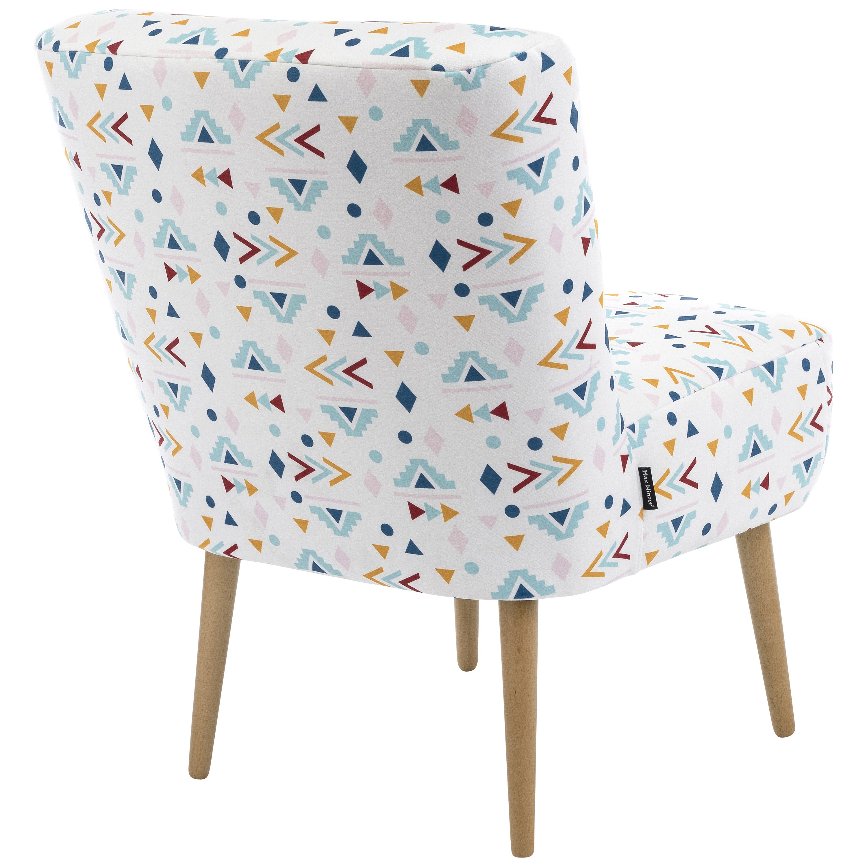 lovingHome® Sessel Fiola bunt gemustert Polstersessel Stuhl Relaxsessel Füße Buche natur mittlere Sitzhärte