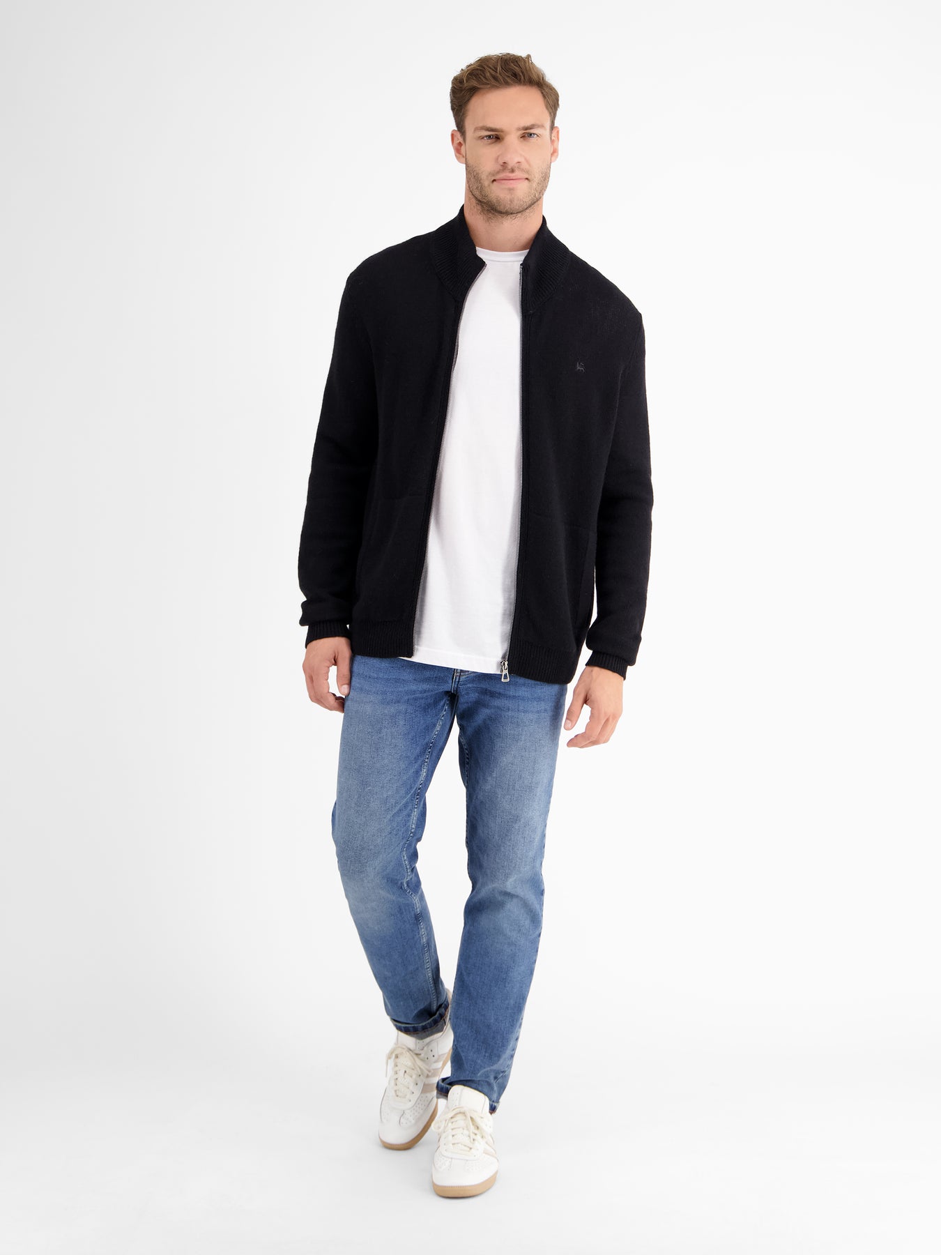 Schurwoll-Strickjacke mit Kaschmiranteil