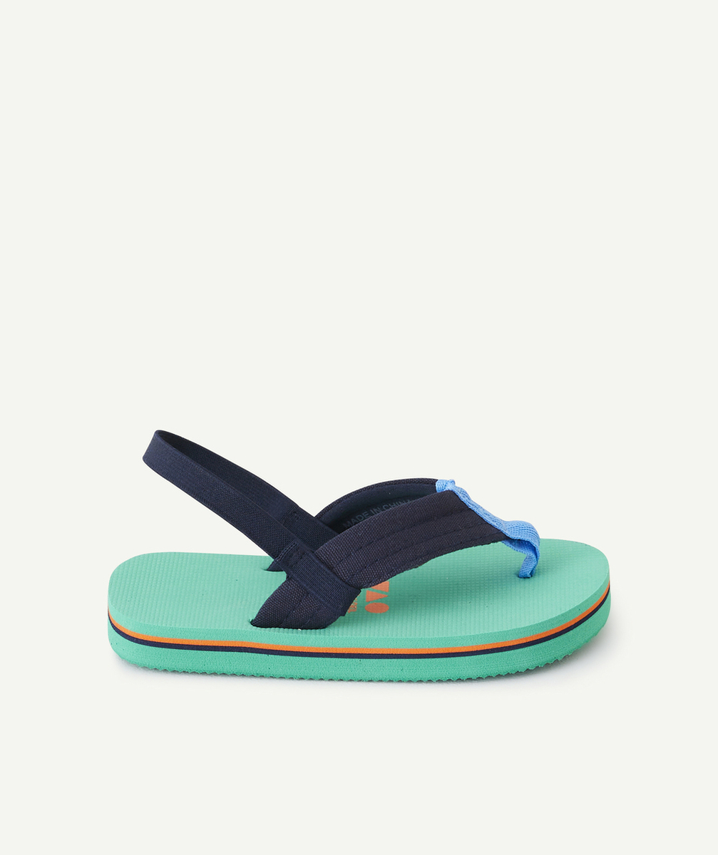 tong garçon bleu et vertes avec entre doigt en coton