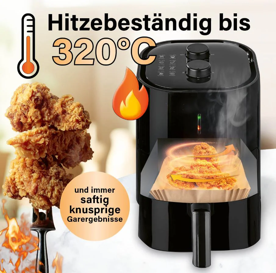 GOURMETmaxx Backpapier-Schalenfür Heißluft-Fritteusen 50er-Set 23x23x4,5cm braun