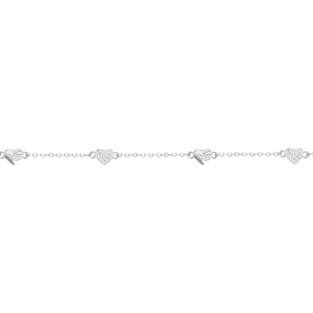 Bracelet coeur en argent 925 rhodié et oxyde de zirconium