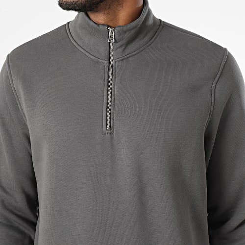 Sweat Col Montant Zippé Gris