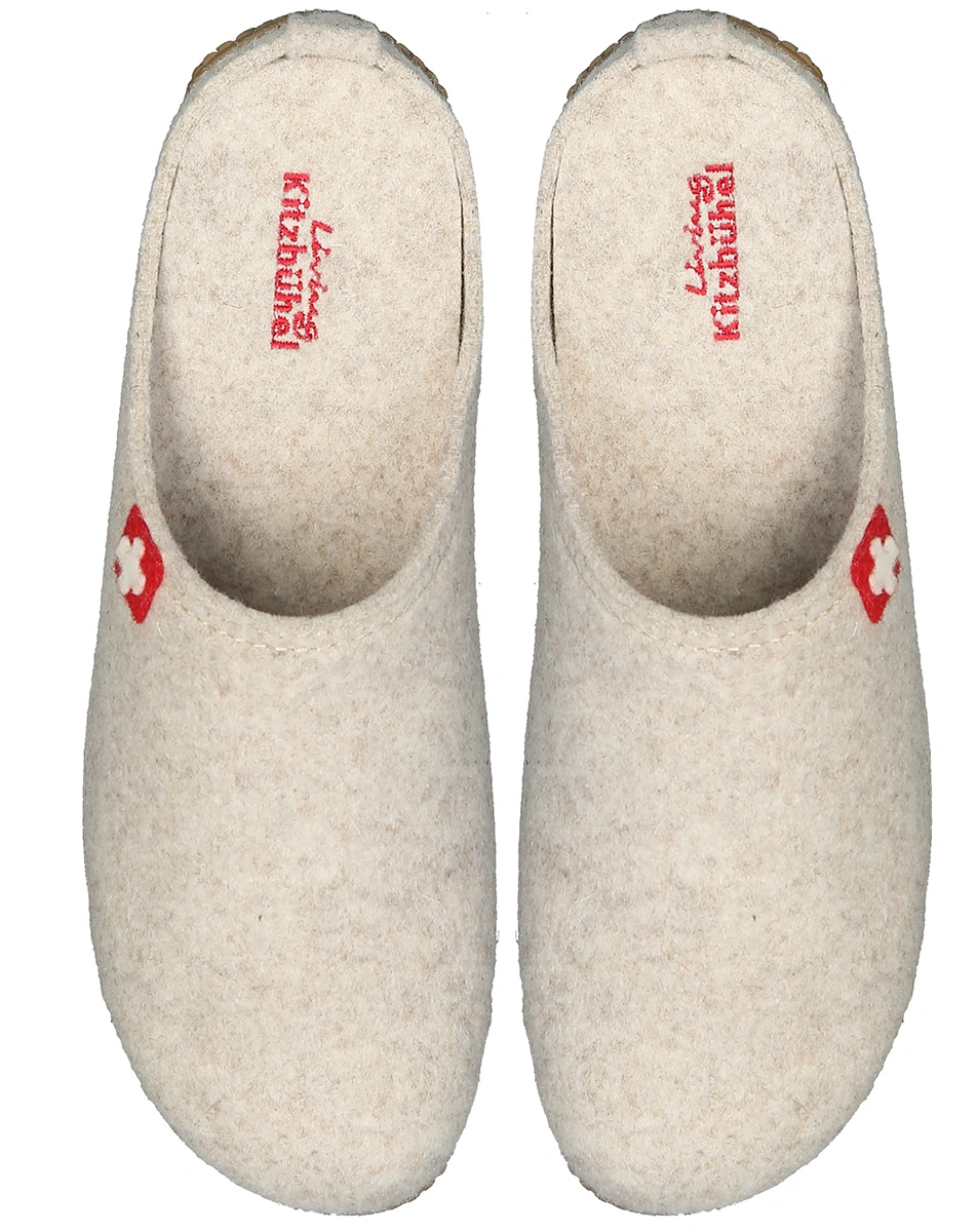 Filzpantoffel SCHWEIZER KREUZ in unbleached