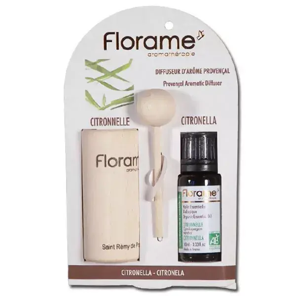 Difusor de Aromaterapia Florame + Óleo Essencial de Capim-limão Orgânico 10ml