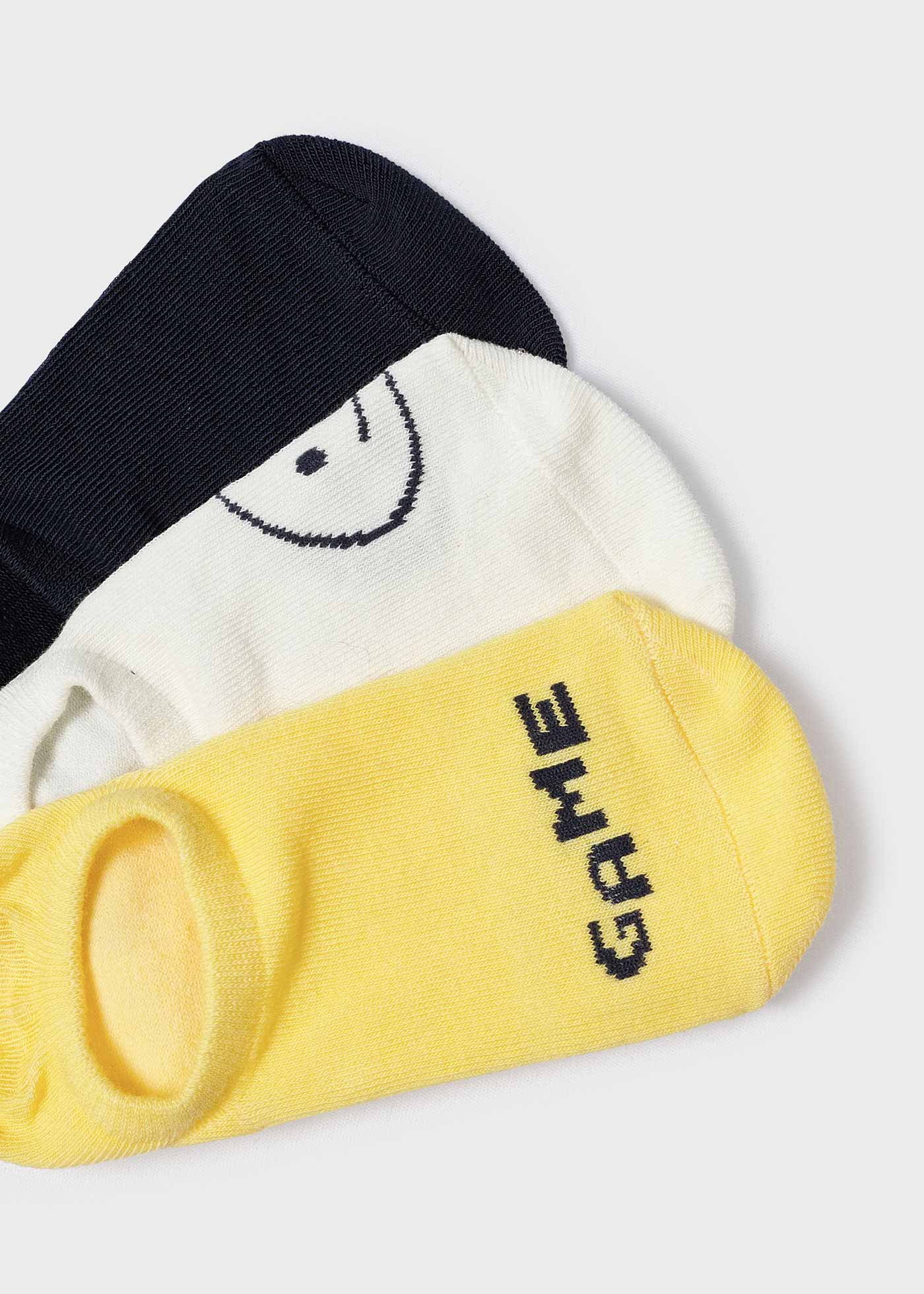 Conjunto de 3 meias invisíveis de algodão orgânico para meninos, Clorofila