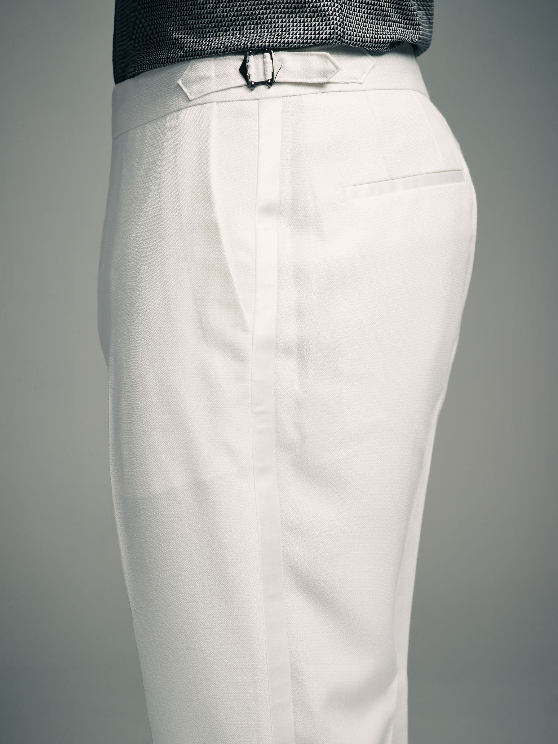 Wit - Normale Pasvorm - Adjustable Tape Detail Tuxedo Trousers
