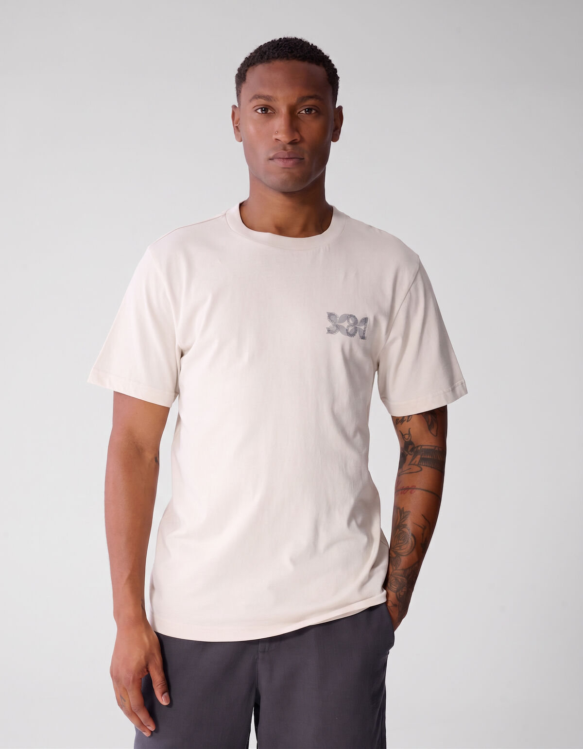 Stripe Mix T-shirt Gebroken Wit