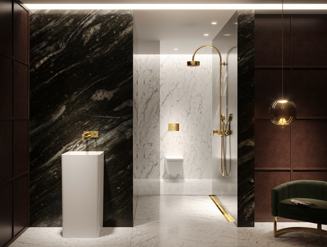 TECEdrainprofile douchegoot profielset 80cm geborsteld goud PVD