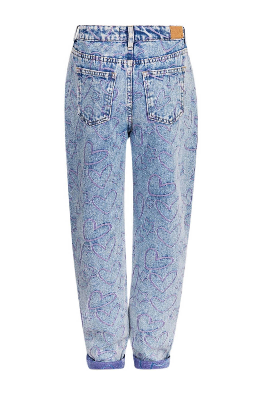 Shoeby mom jeans met hartjes blue denim