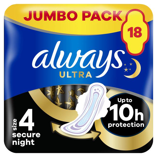 Always Ultra Maandverband Secure Night Met Vleugels 18 Stuks