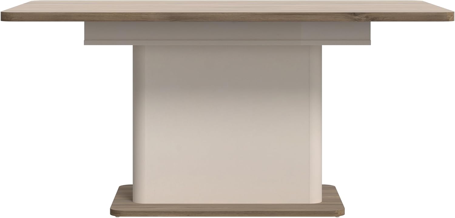 Forte LACETTI Esstisch 160, moderner, ausziehbarer Esstisch, Wohnzimmer, Esszimmer, Kaschmir| Beige mit Valencia Eiche Holzdekor, 160 (200) cm breit x 76,4 cm hoch x 90 cm tief