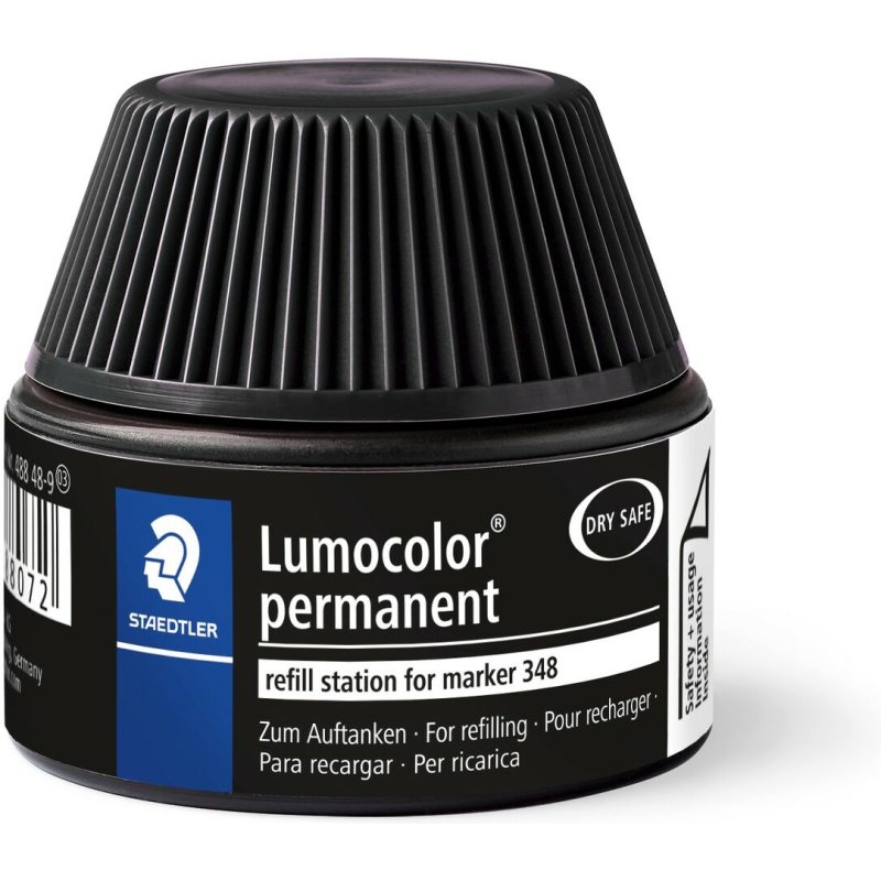 Recharge marqueur permanent staedtler lumocolor 488 48    pour marqueurs compacts 348   flacon 20ml coloris noir