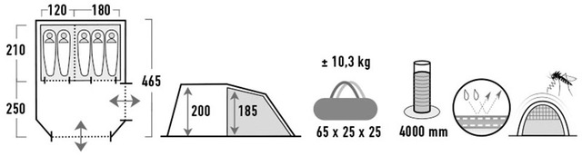 High Peak Tunnelzelt »Ancona 5.0« 4 Personen