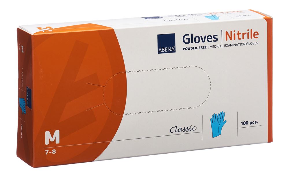 Abena Classic Nitrilhandschuhe M 240mm puderfrei unsteril blau 100 Stk