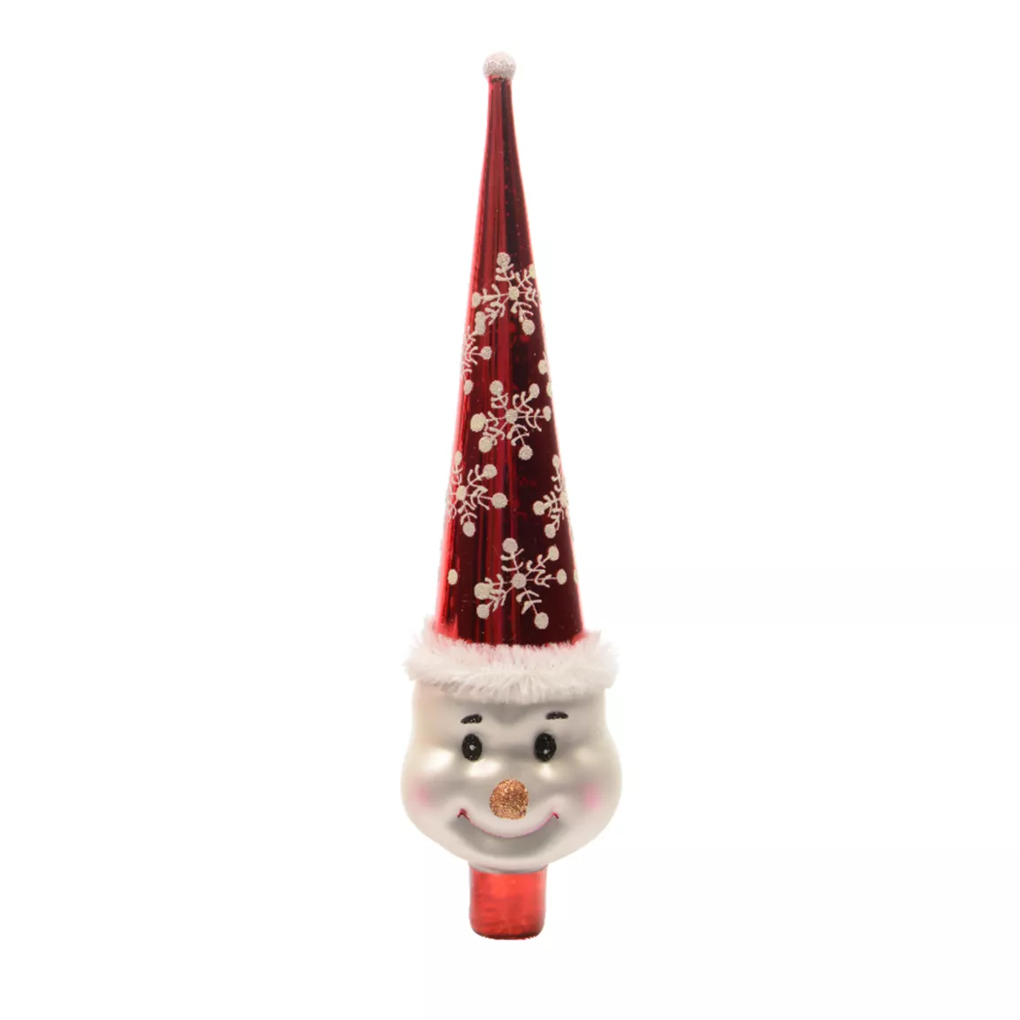 Cimier de sapin en verre Bonhomme de neige Joyeux