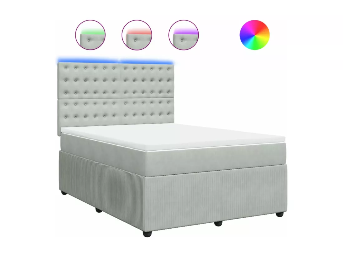 Sommier à lattes de lit et matelas Gris clair 140x190cm Velours