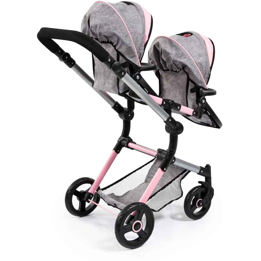 bayer Design Zwillings-Puppenwagen Twin Neo graurosa, mit Schmetterling
