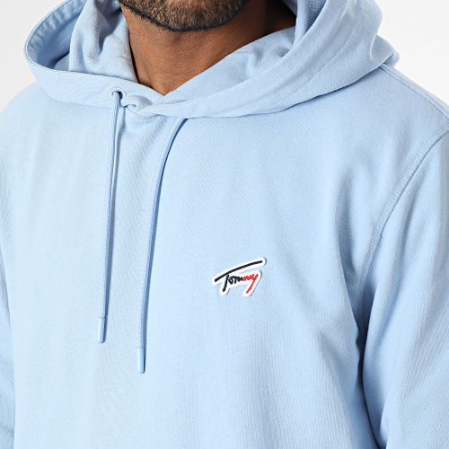 Sweat Capuche Regular Washed Signature 7912 Bleu Clair