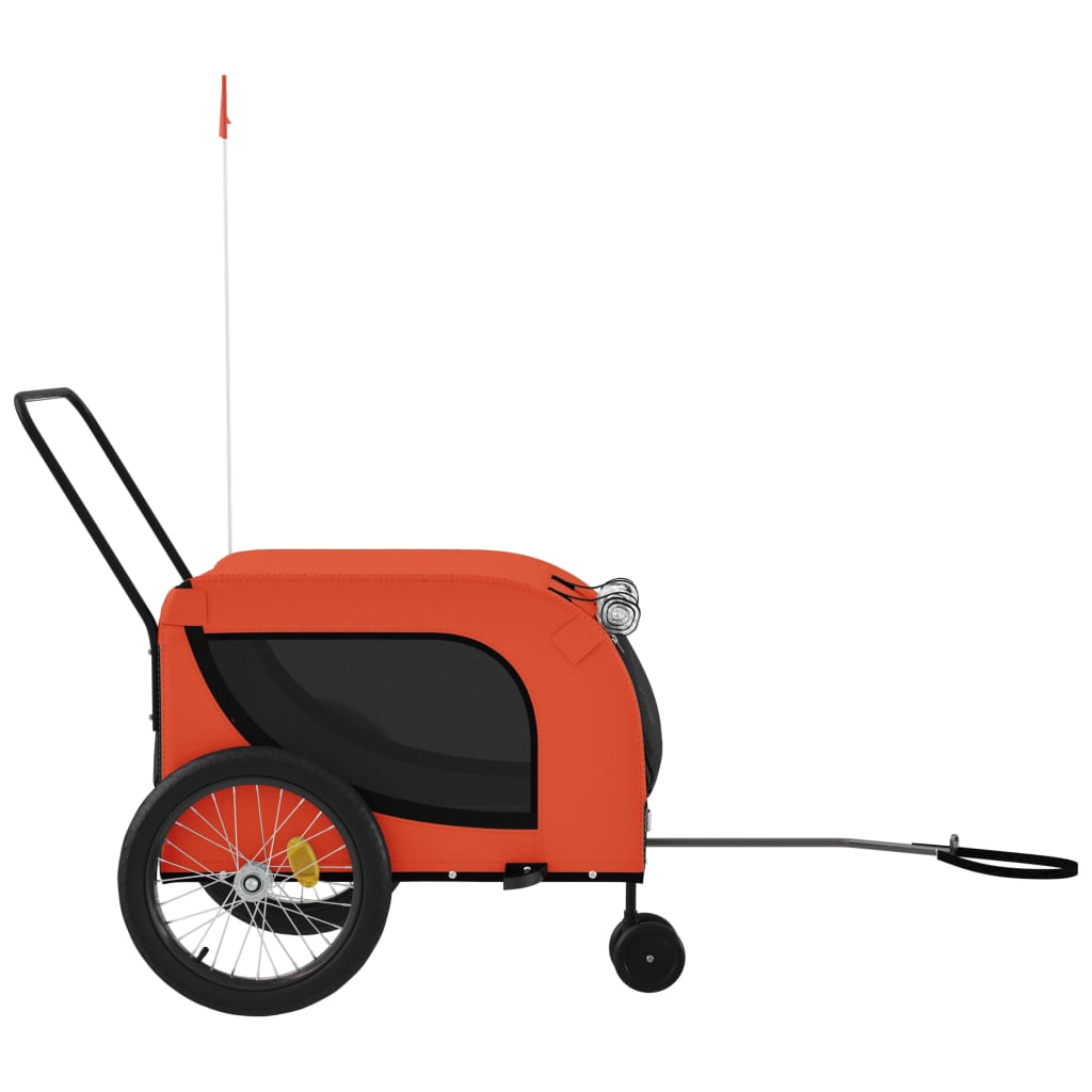 Reboque para cães para bicicleta vidaXL, ferro, tecido Oxford, laranja, preto