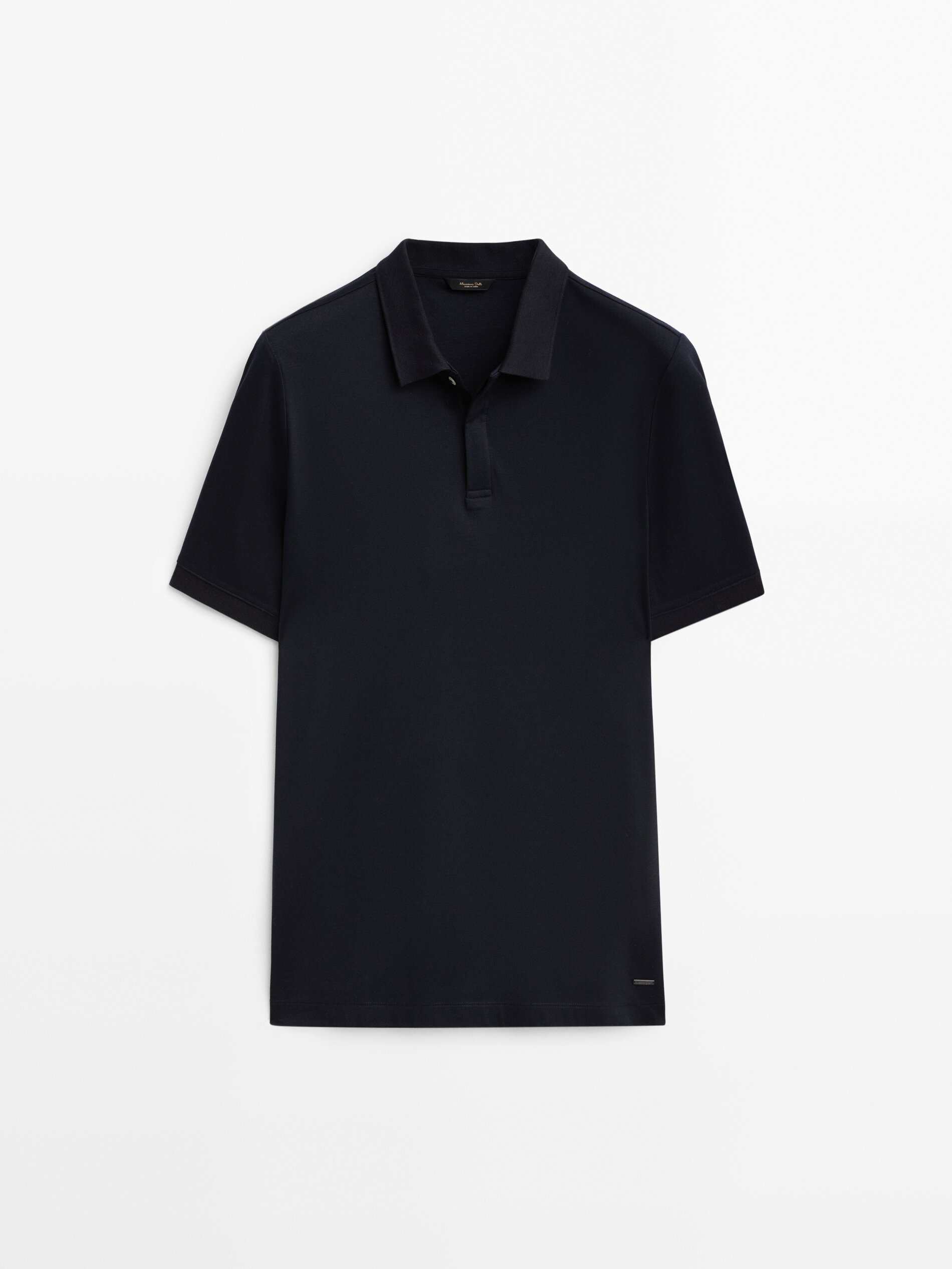 Camisa polo em mistura de algodão mercerizado - AZUL MARINHO