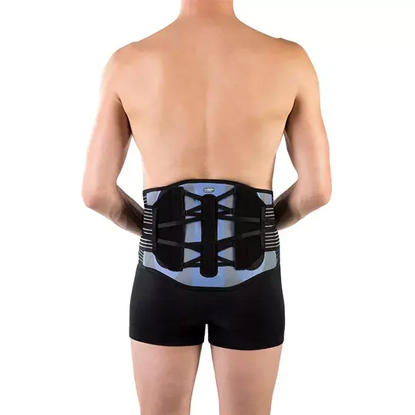 Cinto de suporte lombar Sigvaris Mobilis LumboIntense, 21 cm de altura, tamanho XL, azul/cinza