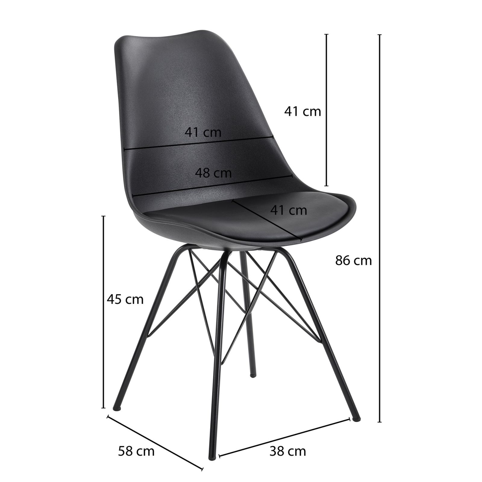 2er-Set Polsterstühle - schwarz - Kunstleder