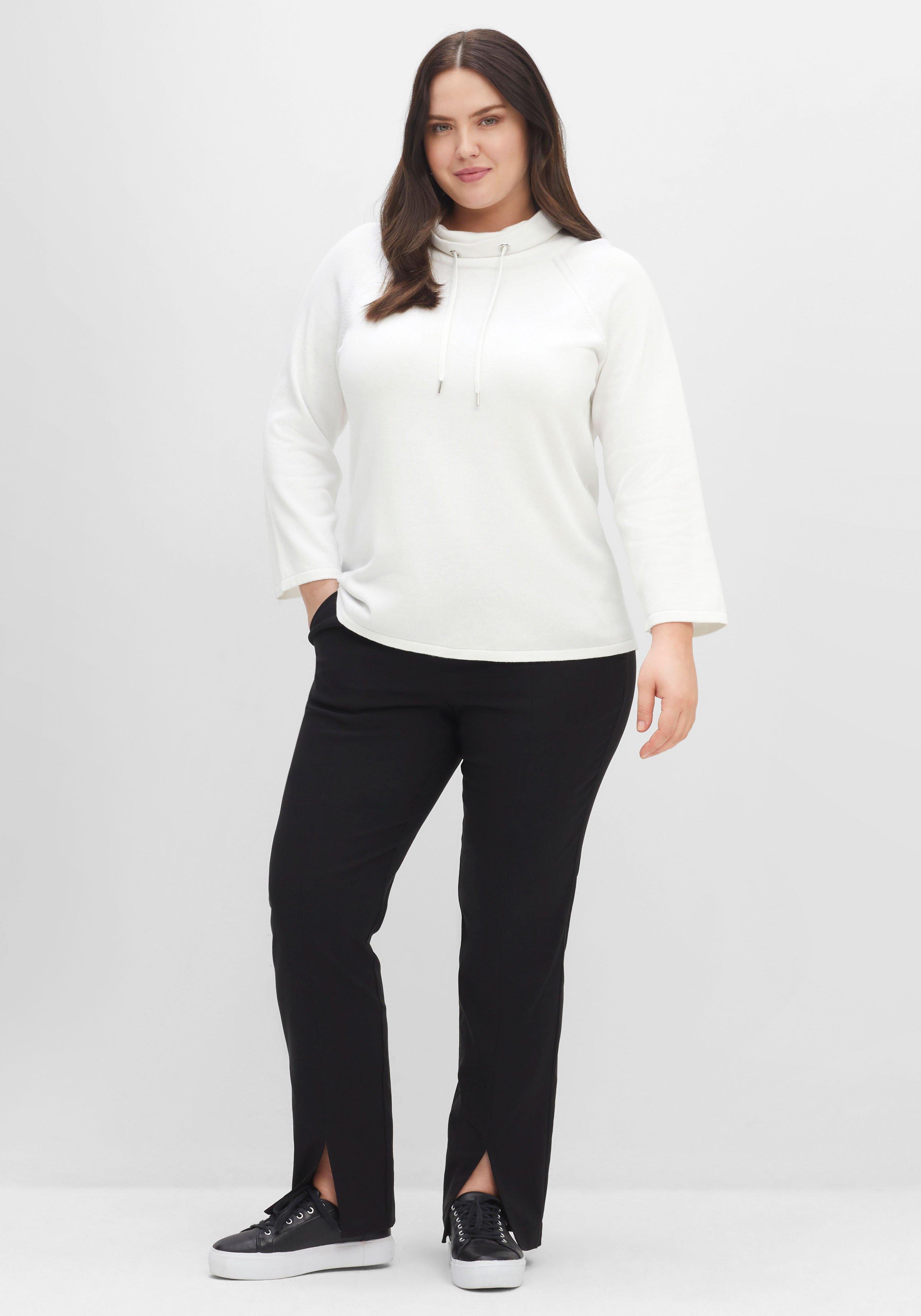 Pullover mit weitem Stehkragen und Tunnelzug