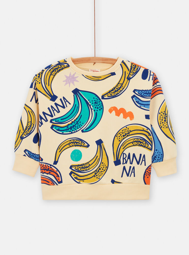 Sweat jaune imprimé banane mixte