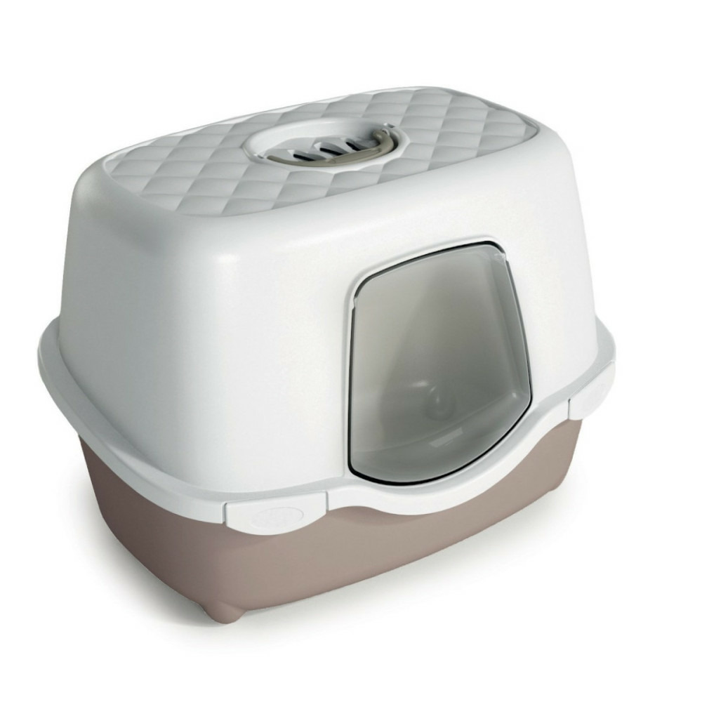 Maison de toilette allongée taupe 56 x 39 x h 39 cm pour chat