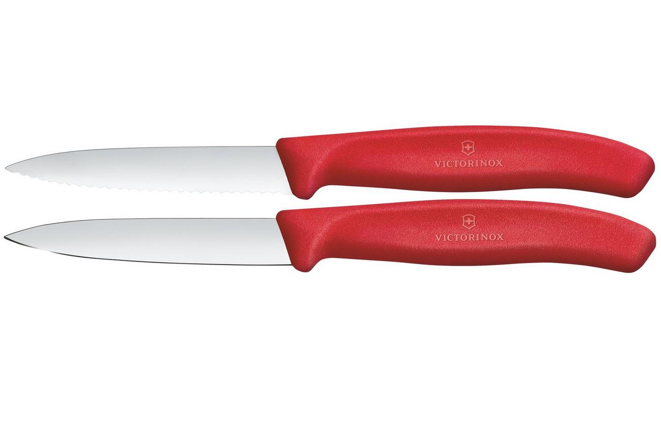 Victorinox Swiss Classic 6.7691.2C1 Straight/Wavy, Red, set van 2 groentemesjes, 8 cm