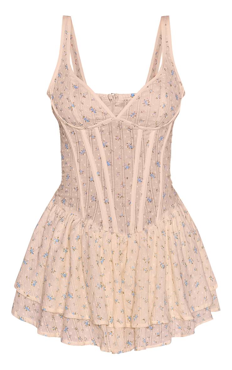 Citron Combi-short Aérienne À Détail Corset Fleuri