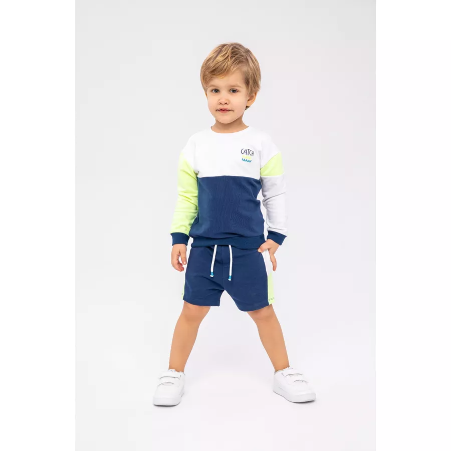 MINOTI Sweatshirt und Shorts Set DunkelblauWeiß